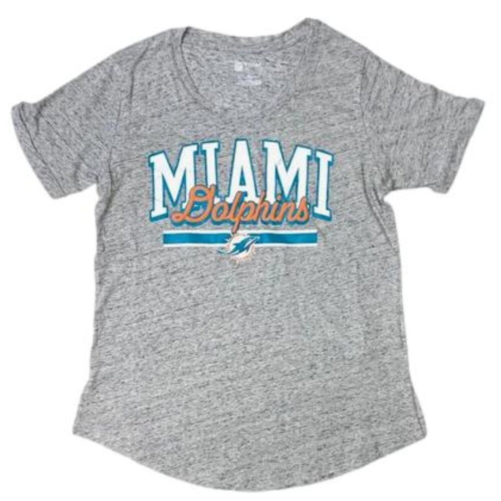 MIAMI Dolphins Football Womens XXL Short Sleeve Tee Gray Teal NFL Team Sport NEW